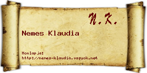 Nemes Klaudia névjegykártya